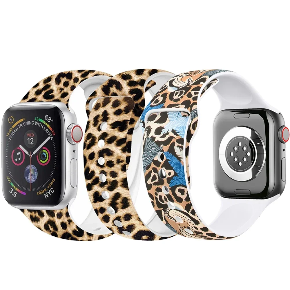 Bracelet Straps For Apple Watch Band 40MM 42MM 44MM 49MM 38MM 45MM 41MM 8 7 SE 6 5 4 Strap watchbands Animal Print Belt Silicone