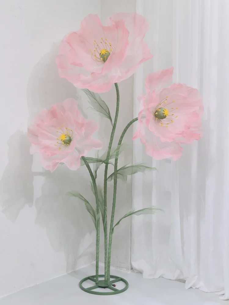 180 cm Zijden Klaproos Kunstbloemen Bruiloft Decoratie Bruiloft Weg Lood Bloem Etalage Party Garden Home Decoratie