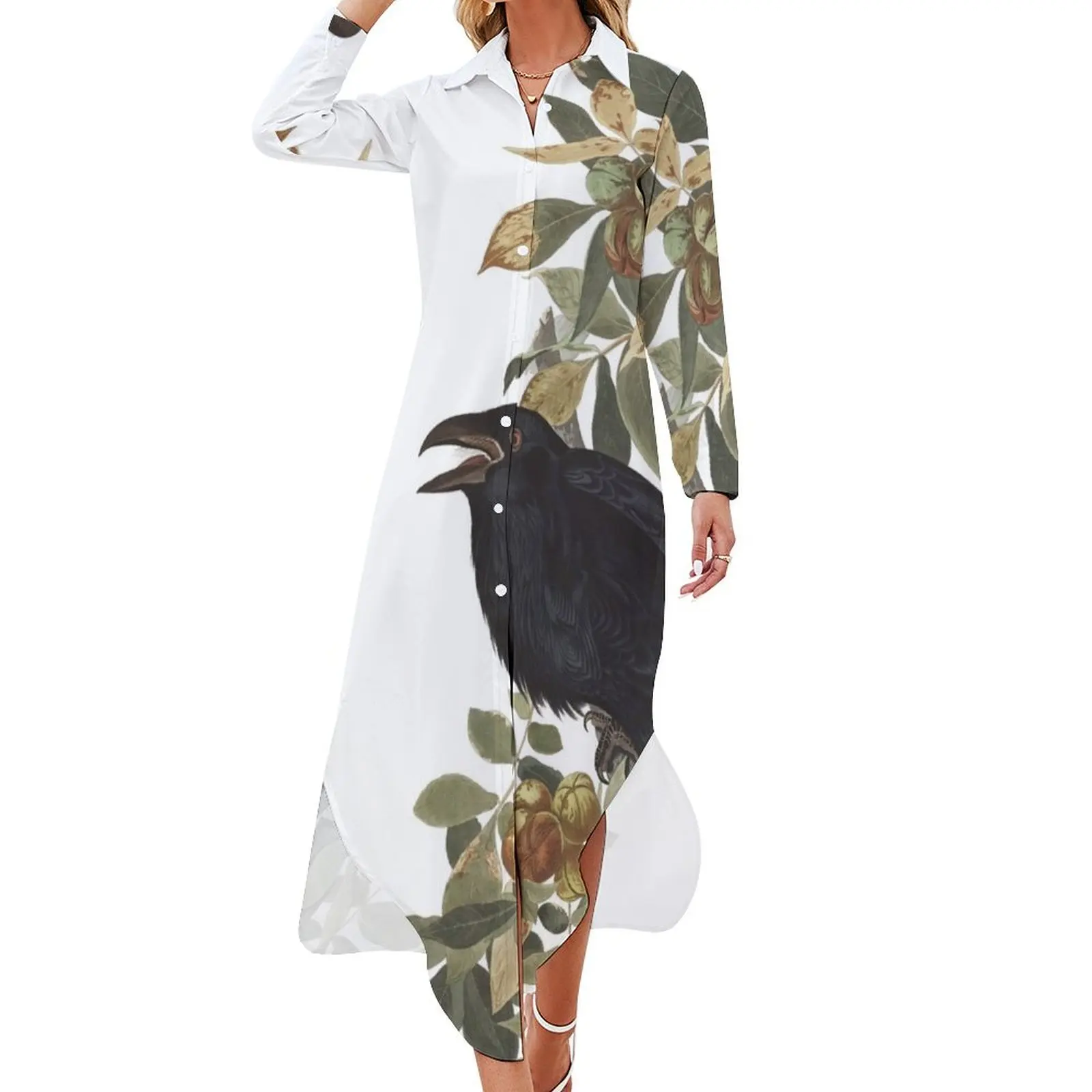 Raven - John James Audubon Long Sleeved Shirt Dress dress for woman summer dress daily