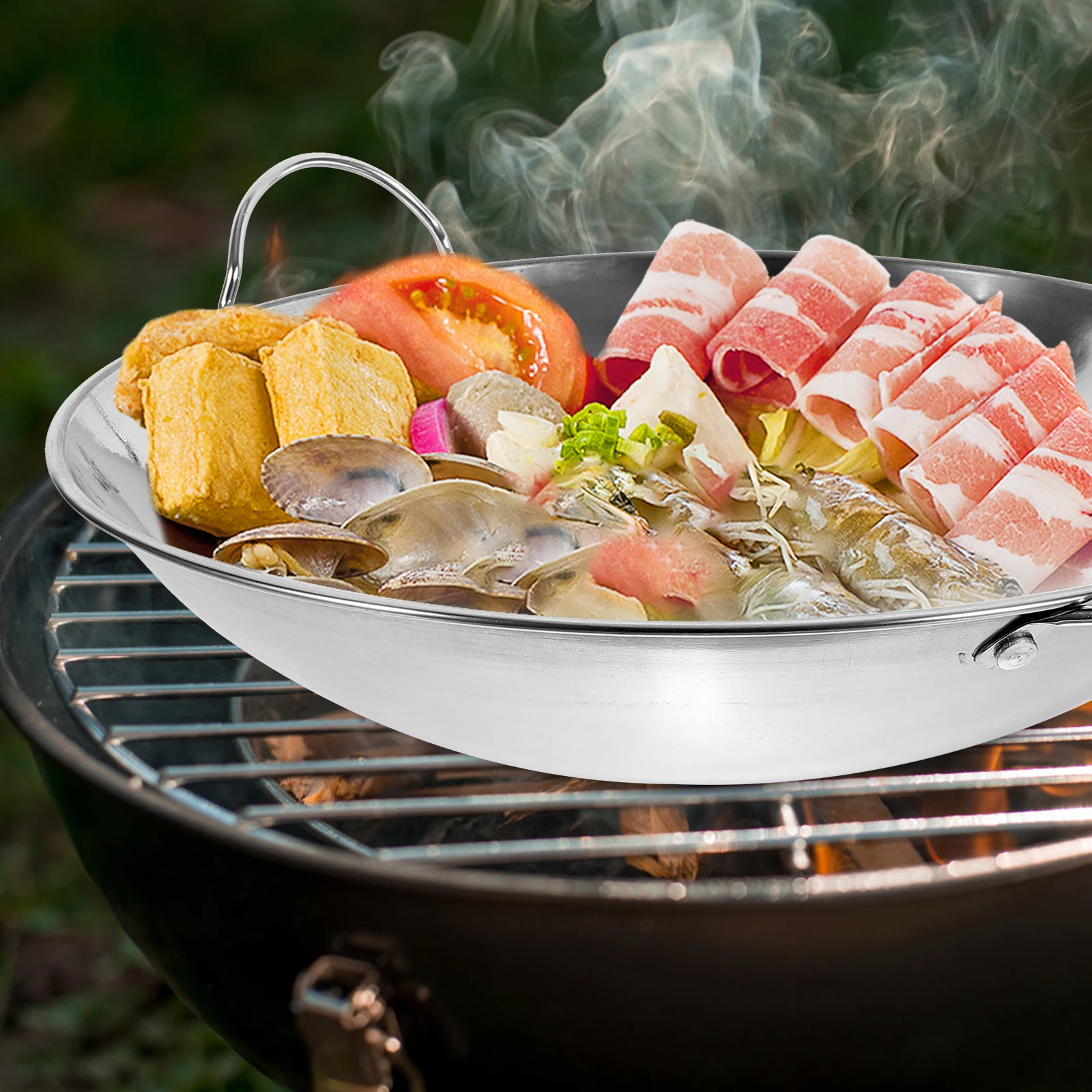 Anti Overflow Tripod Single Person Small Cooking Pot 10 Inch Stainless Steel Non Stick Hot Pot Kitchen Helper Metal Wok