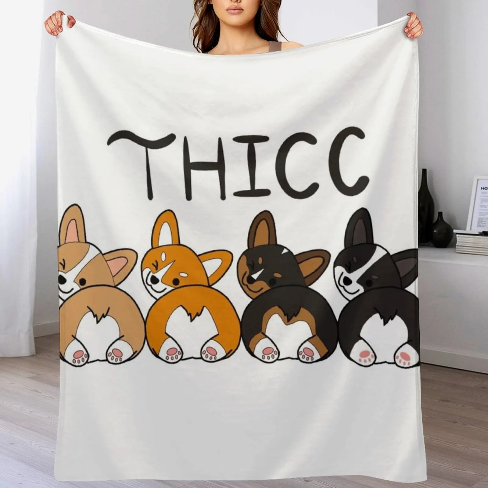 

Thicc Corgis Throw Blanket Summer Soft Plush Plaid Luxury Brand funny gift Blankets