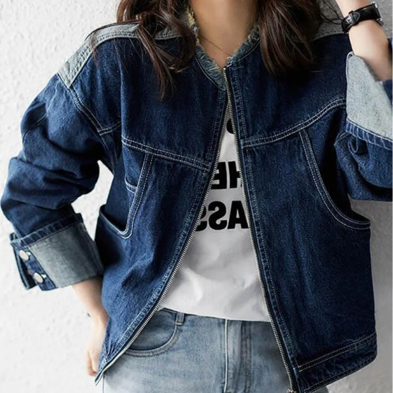 Fall Clothing Blue Womens Jean Jackets 2024 Autumn Coats Elegant Demi-season Woman Coat Spring Winter Denim Jacket High Quality