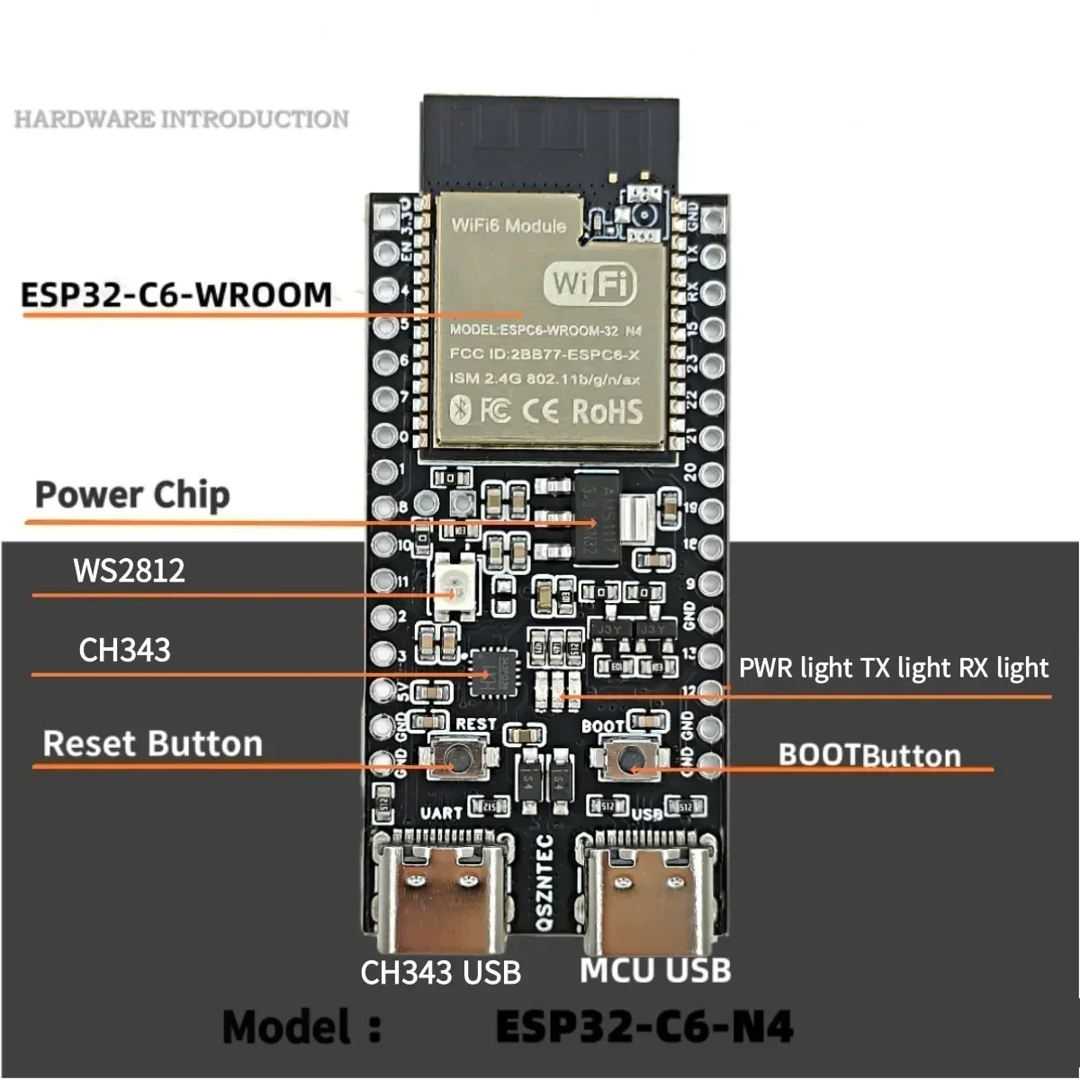 ESP32-C6 WiFi6+Bluetooth5.0+ZigBee3.0  Development Board ESP32 Core Board ESP32-C6-DevKitC  Type-C  For Arduino