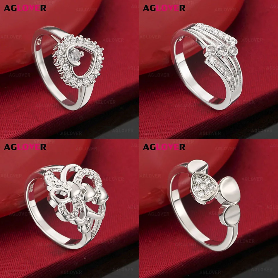 

AGLOVER Стерлинговое серебро 925 пробы 7-10 # Кольцо с крестом и цирконом, элегантные креативные европейские и американские женские обручальные украшения