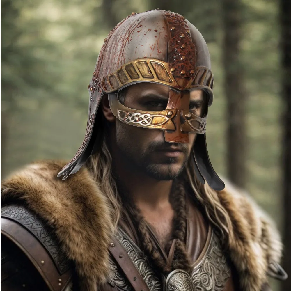 New Medieval Viking Helmet Retro Cosplay Prop, Adult Party Performance Costume, Bold Role Play Stage Photoshoot Essential