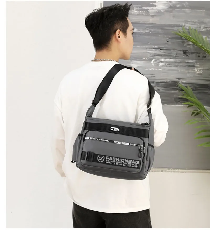 Messenger Sling Bags for Men Casual Oxford Zipper Crossbody Pouch Large Capacity Crossbody Phone Bag Male Side Shoulder Bag