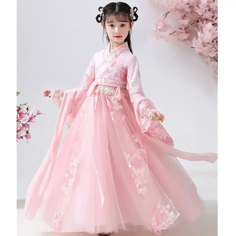 Chinese Japanese and Korean Children's Christmas Dress Girls' Kimono Chinese Traditional Vintage Ethnic Ancient Dance Costume