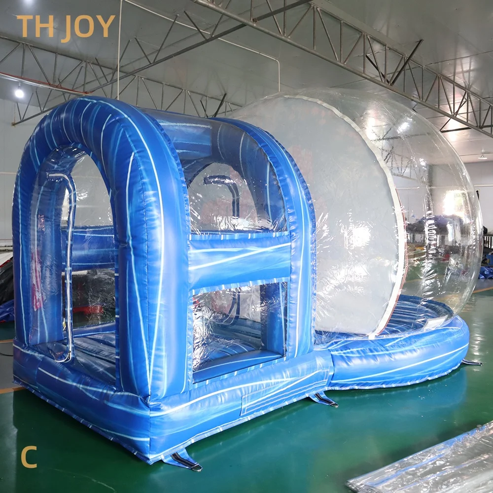 Fast Air Shipping, Christmas snow globe inflatable bubble tent, 4.5m transparent inflatable snow globe with tunnel