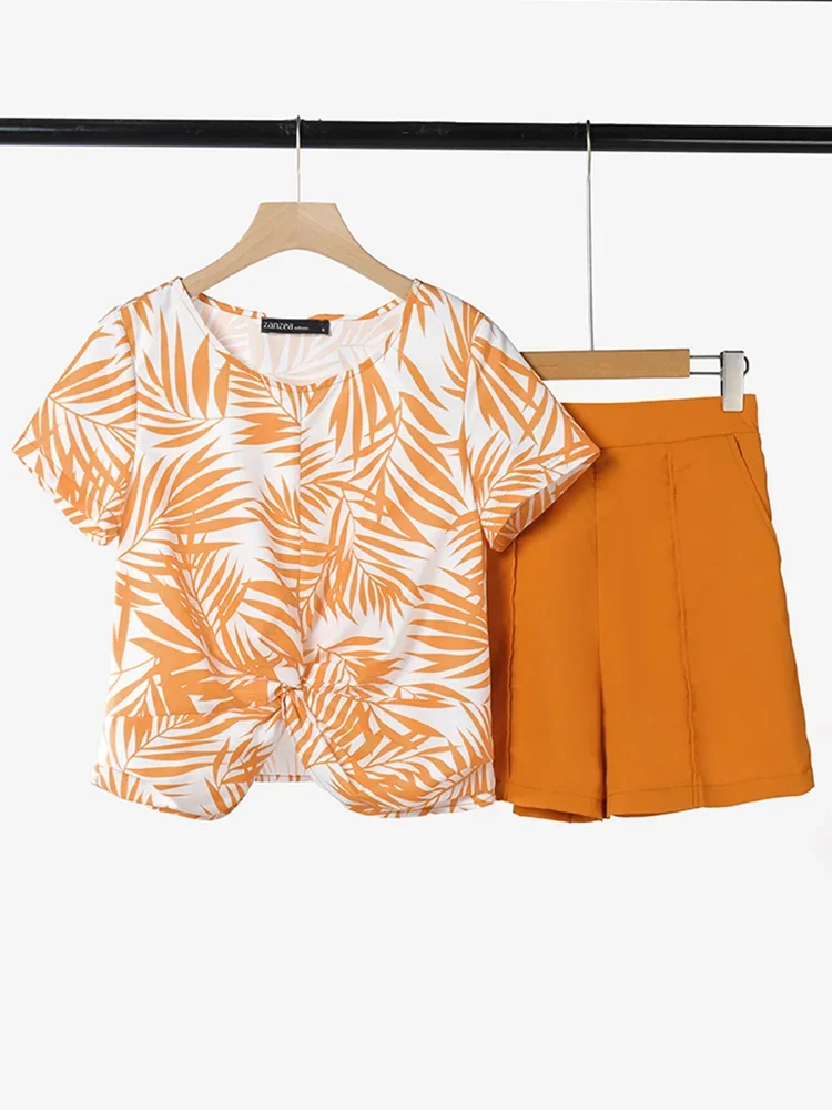 

ZANZEA 2025 Summer Matching Sets Women Fashion 2PCS Short Sets Casual Printed Tops Outfits Holiday Korean Shorts Suits Oversized