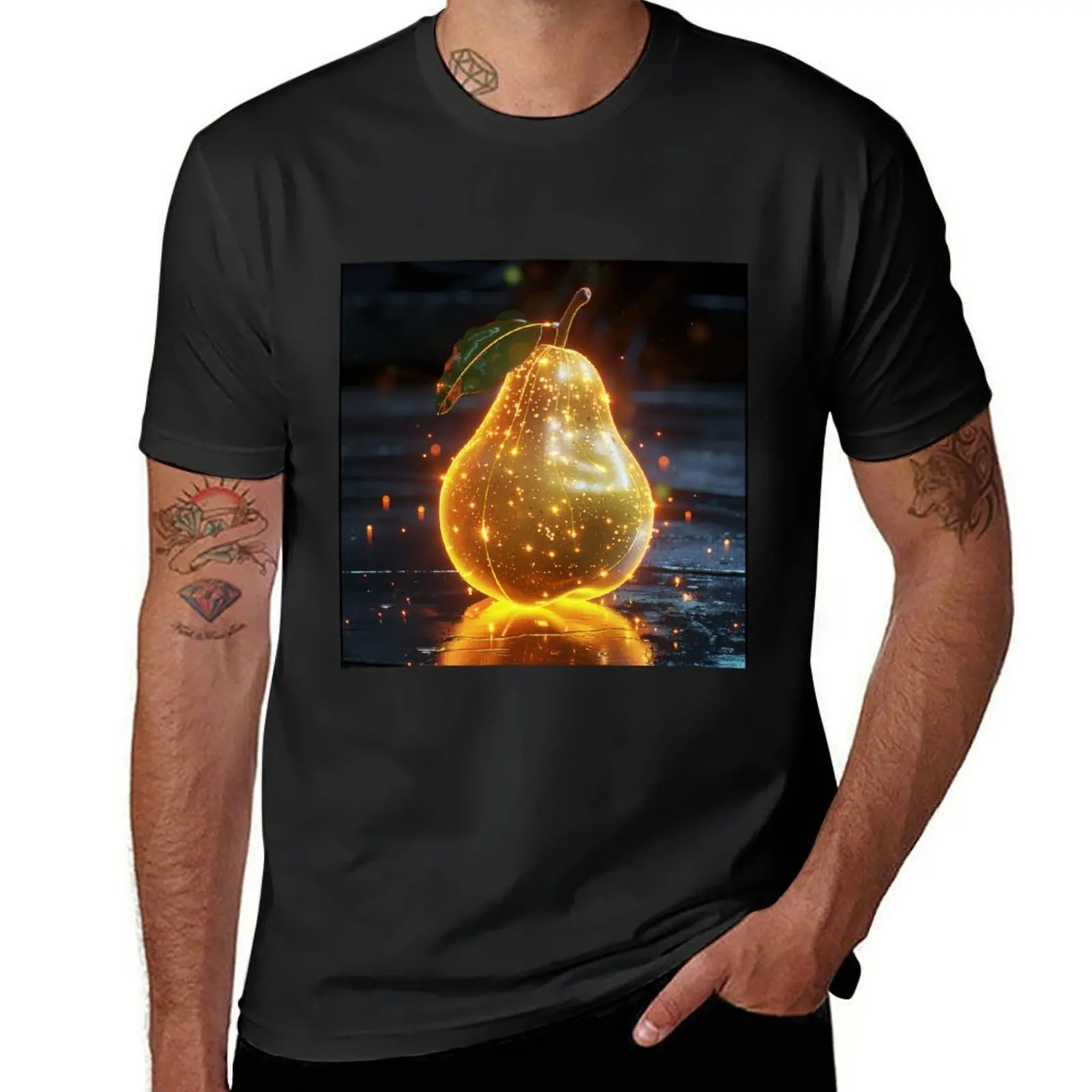 Luminous Pear Portrait T-Shirt kawaii clothes aesthetic clothes summer top vintage mens workout shirts