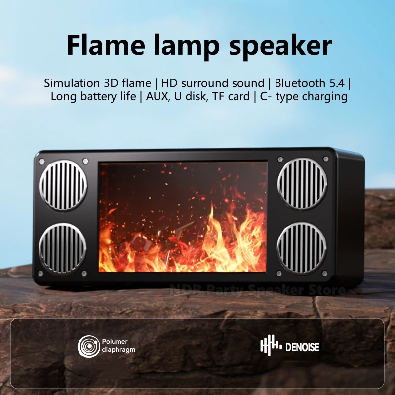 Nueva simulación creativa de llama para chimenea, Audio, iluminación colorida para el hogar pequeño, altavoces Bluetooth inalámbricos envolventes panorámicos