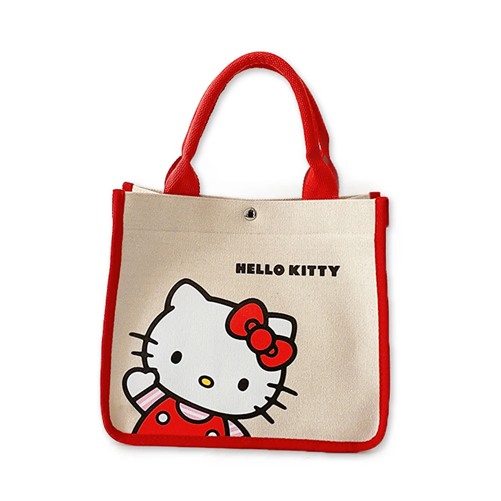 

Sanrio Hello Kitty Canvas Tote Square Shoulder Bag for Women Cartoon Anime Kuromi Melody Handbag Work Travel Small Shopping Bag