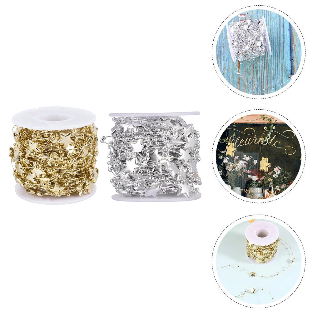 

2pcs 2 Rolls Plastic Beads Chain Christmas Tree Decor Diy Pendant For Party Wedding Garland Hanging Ornament String Beads