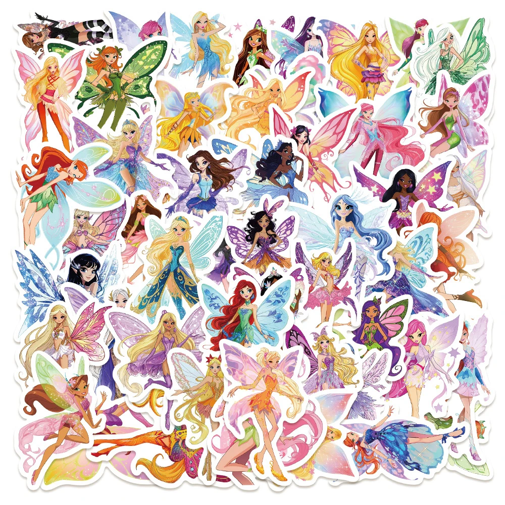 10/30/50pcs Pretty Butterfly Fairies Princess Stickers Cute Cartoon Elf Girl Sticker Suitcase Notebook Phone Kid DIY Decals Toy