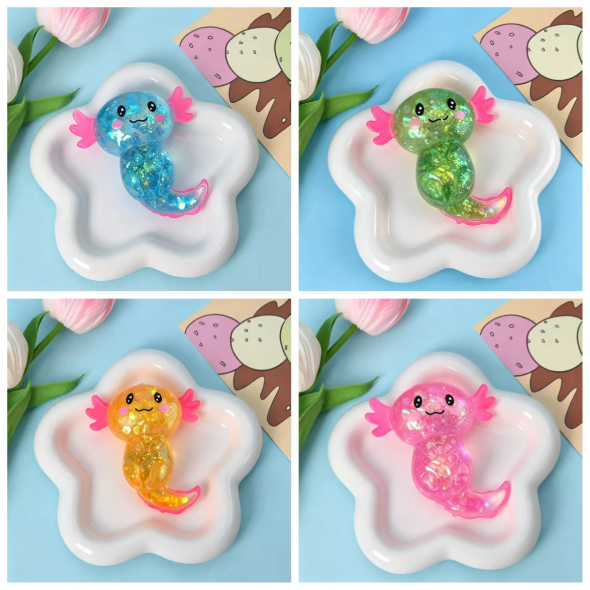 

Hot Glitter Sequin Salamander Maltose Squishy Toy, Slow Rebound Fidget Gadget, Soft Sticky Squeeze Toy To Ease Tension Easily.