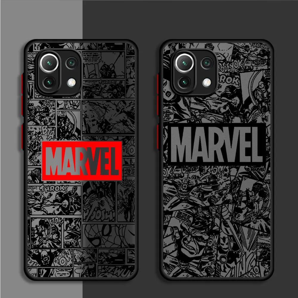 Phone Case for Xiaomi Mi 10T 13 Ultra Note 10 Lite 12T Pro 11T 9T 11 Lite 12X 12 13 Pro Marvel superhero logo Matte Coque