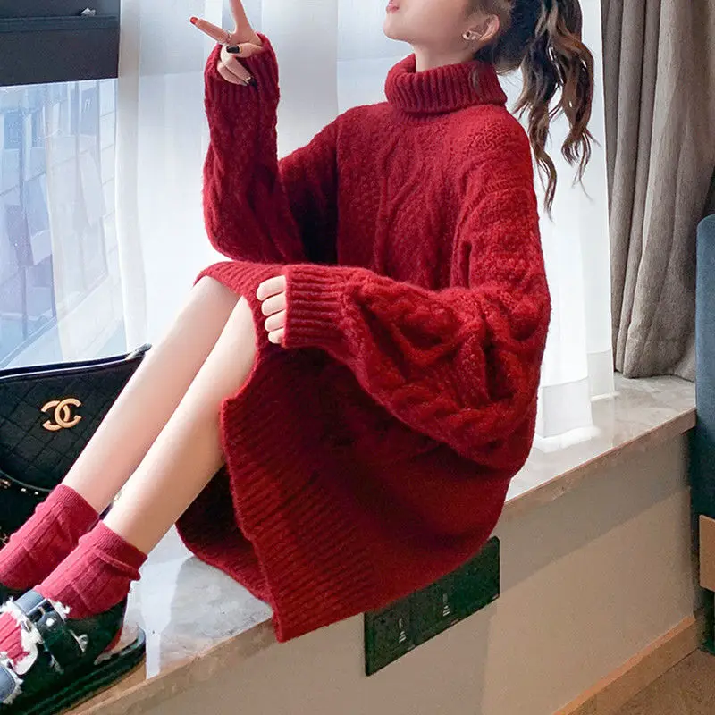 2023 Autumn/Winter Korean Edition New Thickened Solid Color Pullover Sweater Autumn/Winter Korean Edition Loose Knitted Top