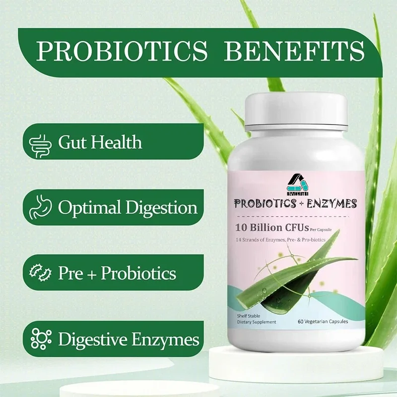 Probiotics+Enzyme Containing Probiotics, 2.4 Billion CFU+, Strengthening Your Digestive System 24/7, 60 Capsules