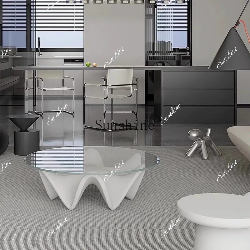 تصميم غرفة المعيشة الحديثة الألياف الزجاجية سداسية الشكل على شكل خاص غرفة نموذج الفندق طاولة القهوة المستديرة FT #1