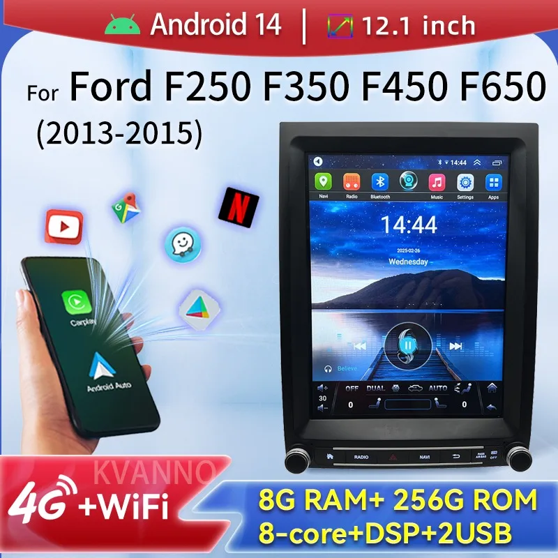 

Wireless Carplay Android Auto For Ford F250 F350 F450 F650 2013-2015 256G Tesla Style Car GPS Navigation Multimedia Video Player