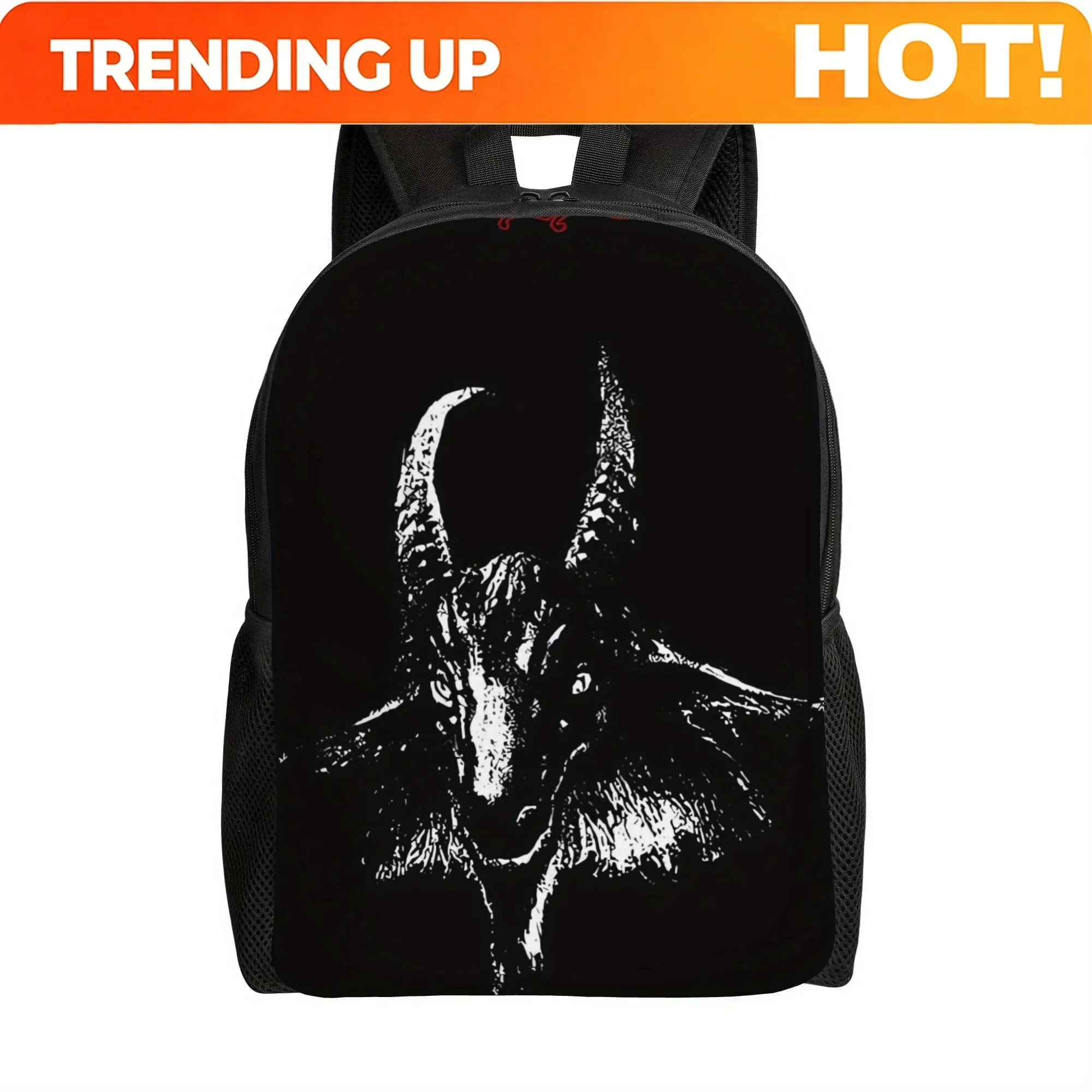 Custom Bag ZLIENSZUS Men's Gothic Demon Face Backpack - Heavy-Horned Creature Design, Spacious Main Compartment Bag For School