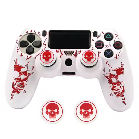 Silicone Case for PS4 Controller Protective Cover with 2 Thumb Grips Anti-Scratch Shockproof Gamepad Skin for PS4 Game Joystick