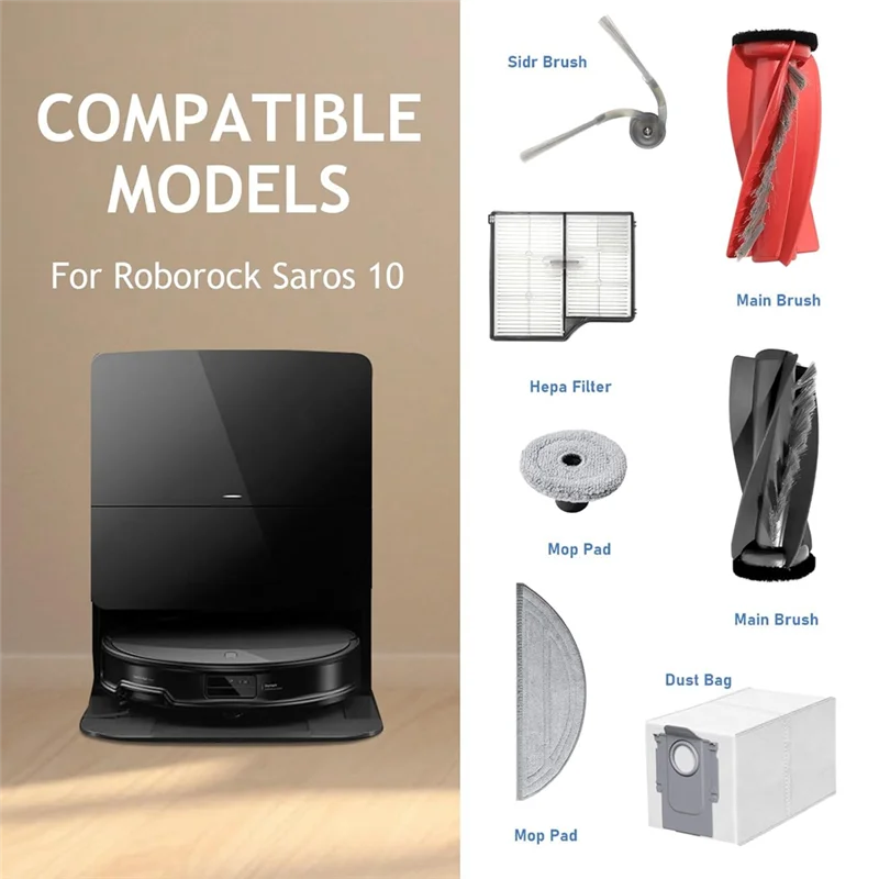 A55X-Accessories For Roborock Saros 10 Robot Vacuum Cleaner Roller Main Brush HEPA Filter Mop Bags