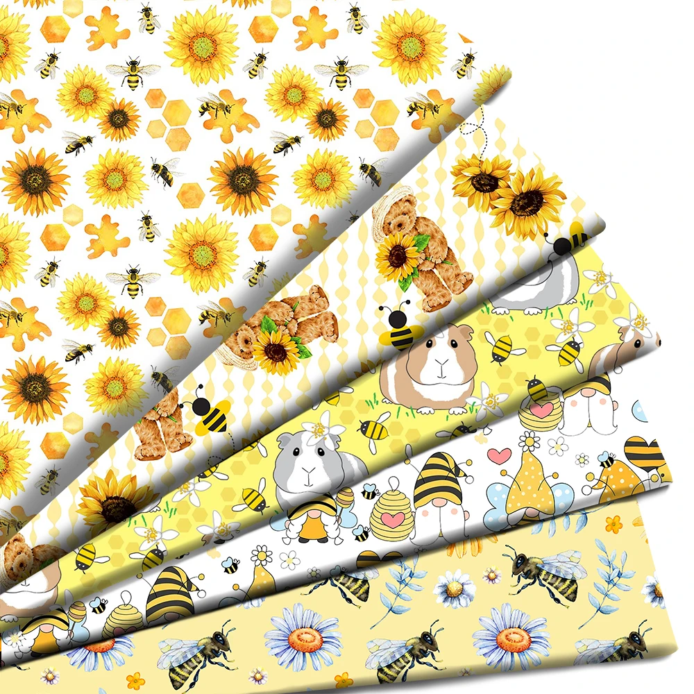 50*145cm Patchwork Spring Animals Bee Polyester Cotton Fabric for Tissue Sewing Quilting Fabrics Needlework DIY Handmade