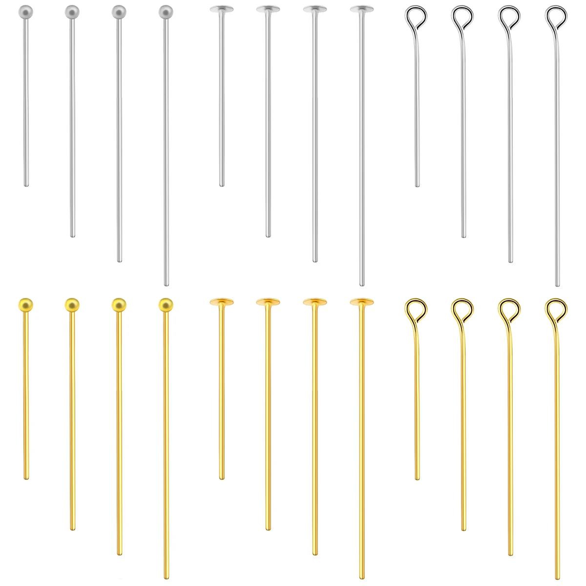 50-100Pcs Multisize Stainless Steel Flat Head Pins Eye Pins Plated Gold Ball Head Pin DIY Bracelet Earrings Jewelry Accessories