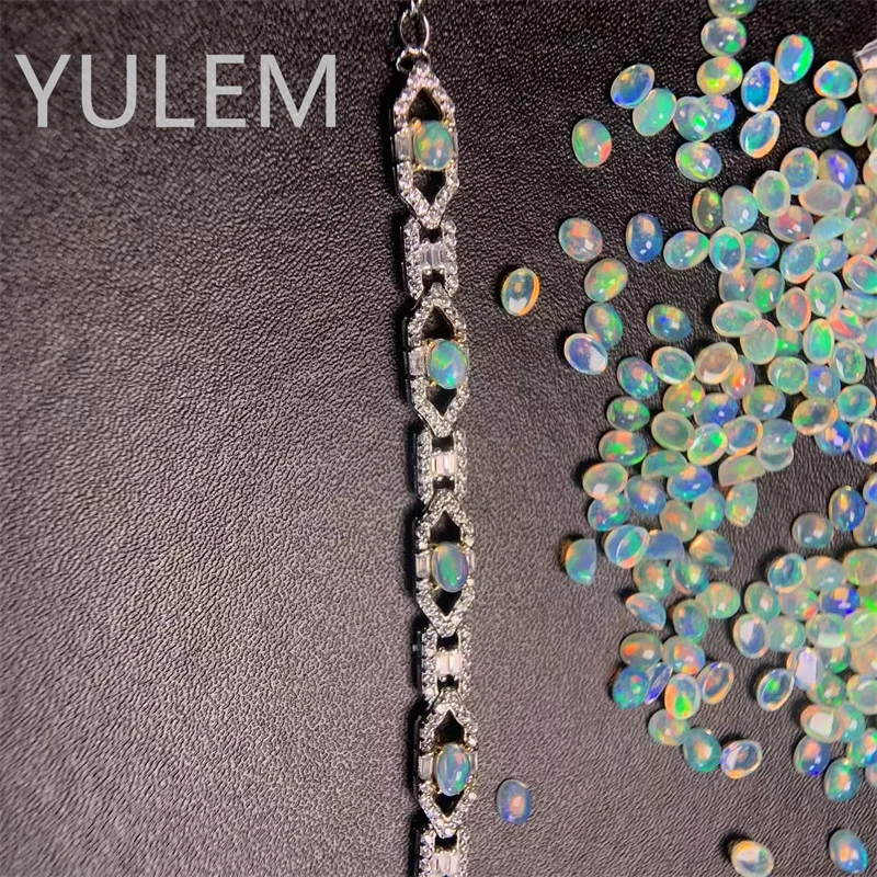 YULEM Natural Opal 3x4mm Simple Women Daily Opal Bracelet with Silver 925 Fine Jewery