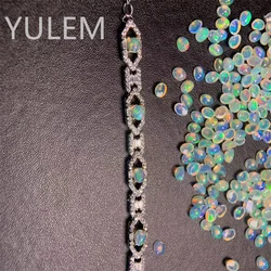 YULEM Natural Opal 3x4mm Simple Women Daily Opal Bracelet with Silver 925 Fine Jewery