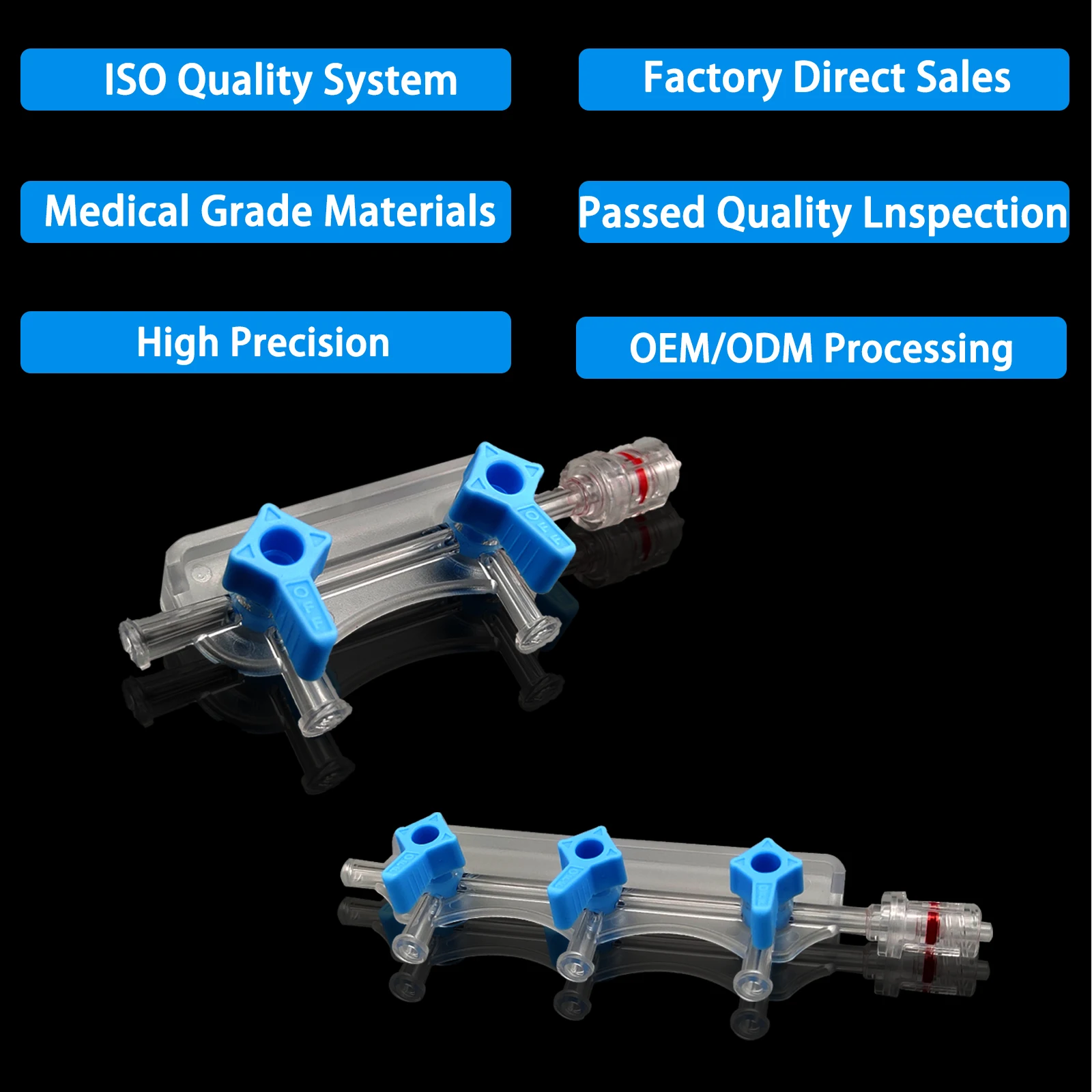 100pcs Double Three-Way and Three-Way Stop Valves, Multi-Connector Three-Way, for Medical and Laboratory Use, Disposable
