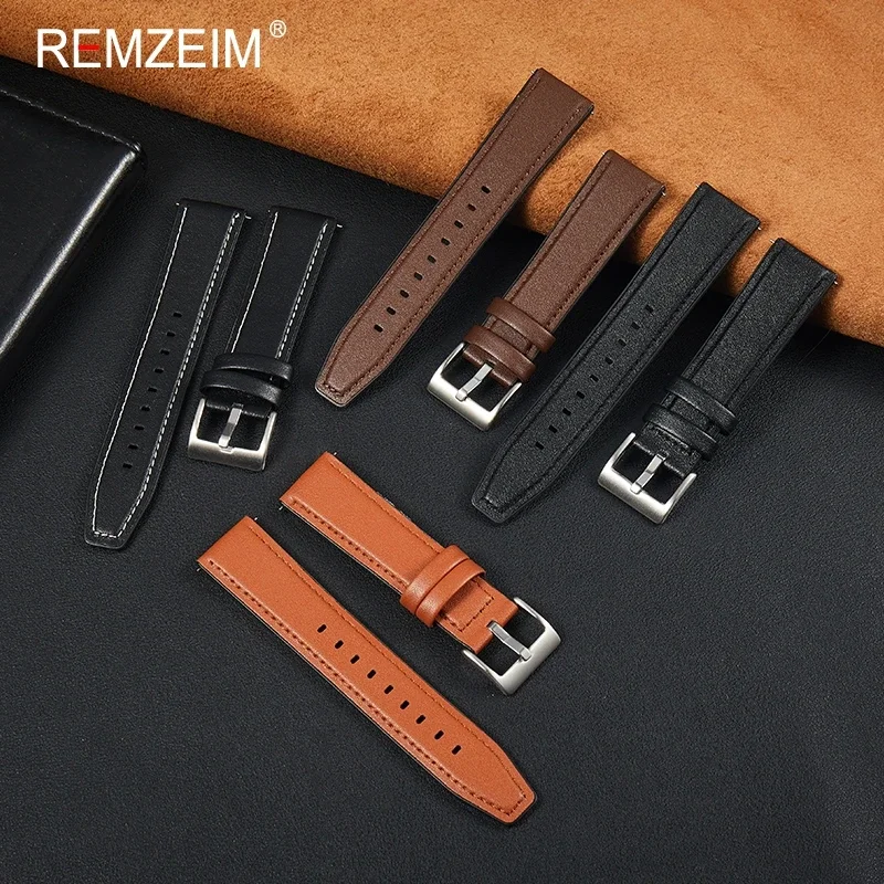 Men\'s Business Sports Silicone & Leather Quick Release Smartwatch Strap 20mm 22mm Universal Bracelet Watch Accessories