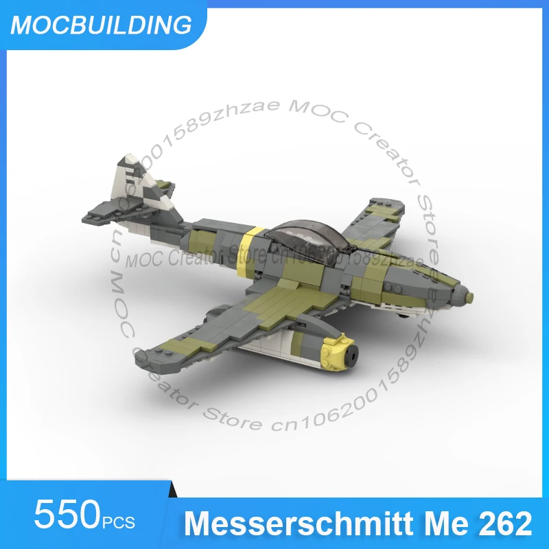 MOC 빌딩 블록 메서스미트 메 262 전투기 폭격기 모델 군사 운송 교육용 장난감 선물 550PCS