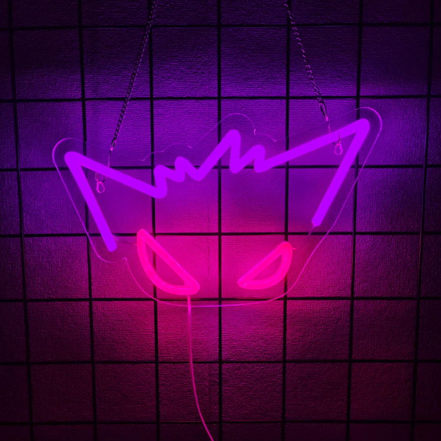 Demon Mask Led Neon Sign, Cartoon Devil Evil Spirit Icon, Suitable For Game Room, Tattoo Shop, Bedroom, Bar, Party Art Decor.