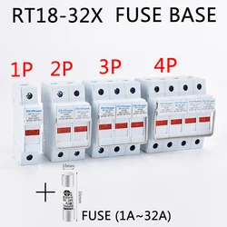 Installation of fuse guide rail RT18-32X 1P 2P 3P 4P 1A2A3A5A6A8A10A12A16A20A25A32A suitable for 10X38mm AC500V-AC690V