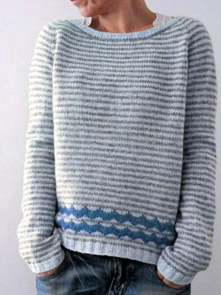 

Casual O Neck Pullover Sweaters For Women Fashion Long Sleeve Loose Knitted Sweater Female Holiday Vintage Print Tops Clothes