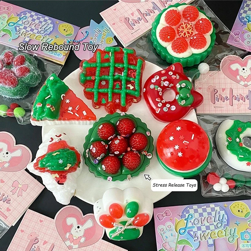 Cartoon Kerst Kat Poot Knijpspeeltje Leuk Grappig Zacht Langzaam Rebound Stress Relief Speelgoed Creatief Donut Decompressie Speelgoed Geschenken