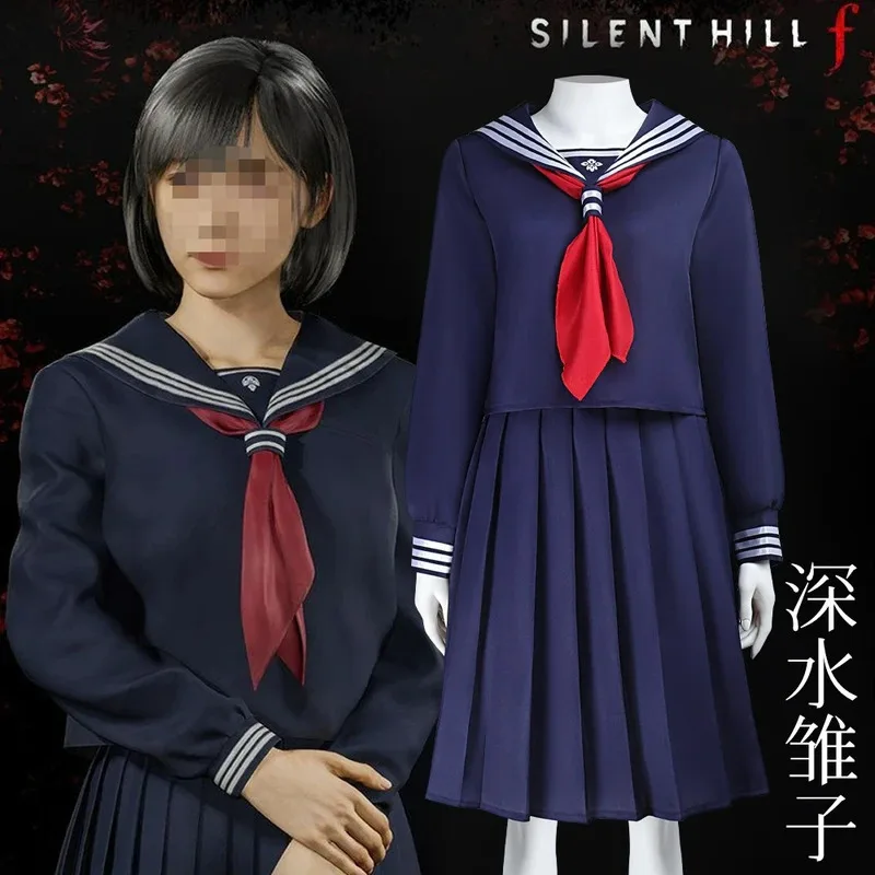 

ABC123Hinako Fukami Cosplay Costume Silent F Navy Sailor Uniform Hill Hallowen Party RolePlay Tops Skirt Tie Gx;3,f'6,h.7;j