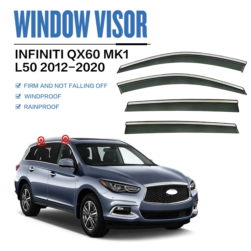 

For INFINITI QX60 L50 2012-2020 Plastic Window Visor Vent Shades Sun Rain Deflector Guard For INFINITI QX60