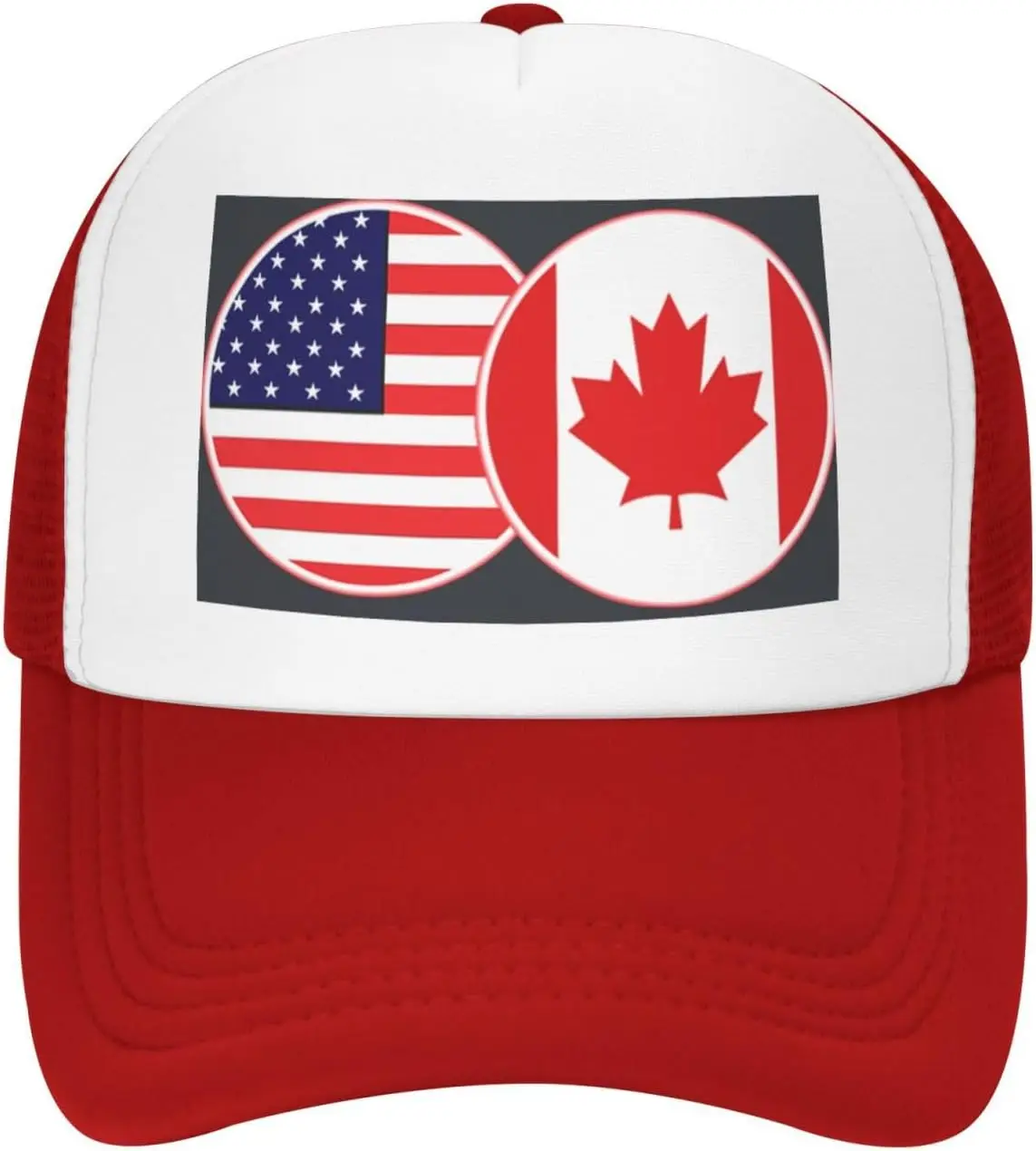 USA Canada Flag Graphic Trucker Hat Adult Polyester Mesh Baseball Cap Adjustable Outdoor Casual