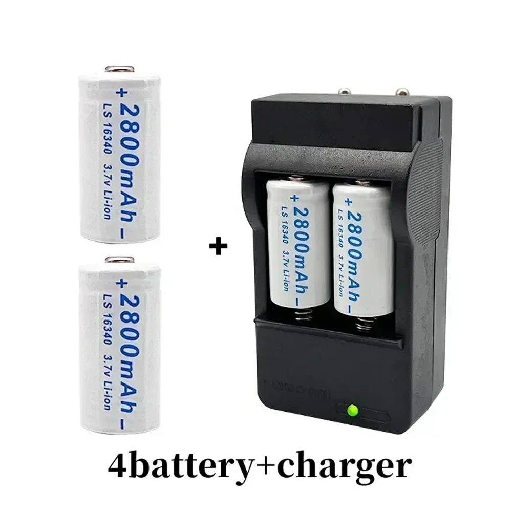 16340 Akku CR123A RCR 123 ICR 2800 mAh 3,7 V Sicherheitskamera-Akku Lithium-Ionen-L70 Plus-Ladegerät