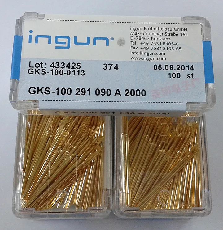 100pcs Ingun British Steel Probe 100mil Test Needle Gold Plated Tip Gks100291090a * 000 Spring Needle