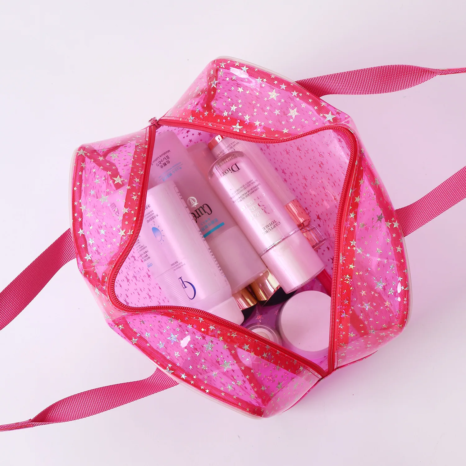 Large-capacity cube-shaped stylish travel zipper tote bag, star-patterned waterproof makeup bag, storage bag, toiletry bag
