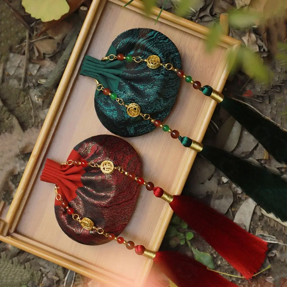 فارغة النمط الصيني القماش الكيس مجوهرات حقيبة التطريز شرابة تخزين الكيس المحمولة القديمة حقيبة معلقة حقيبة العطور