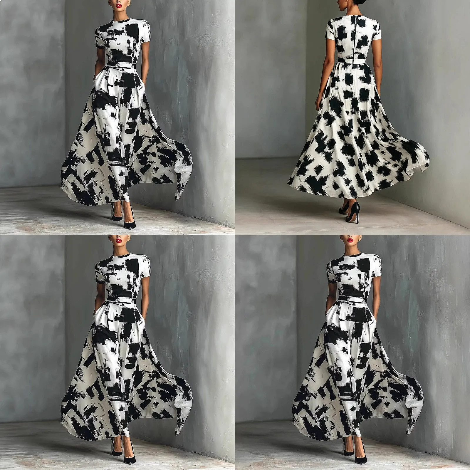 

Geometric Print Pocket Dress Dresses Spring Summer Casual Vacation Matching Set