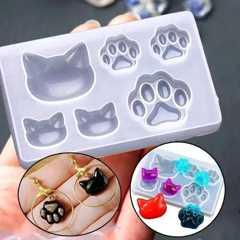 Creative Small Cat Claw Crystal Epoxy Resin DIY Silicone Mold Cat Face Cat Claw Keychain Jewelry Pendant Mold