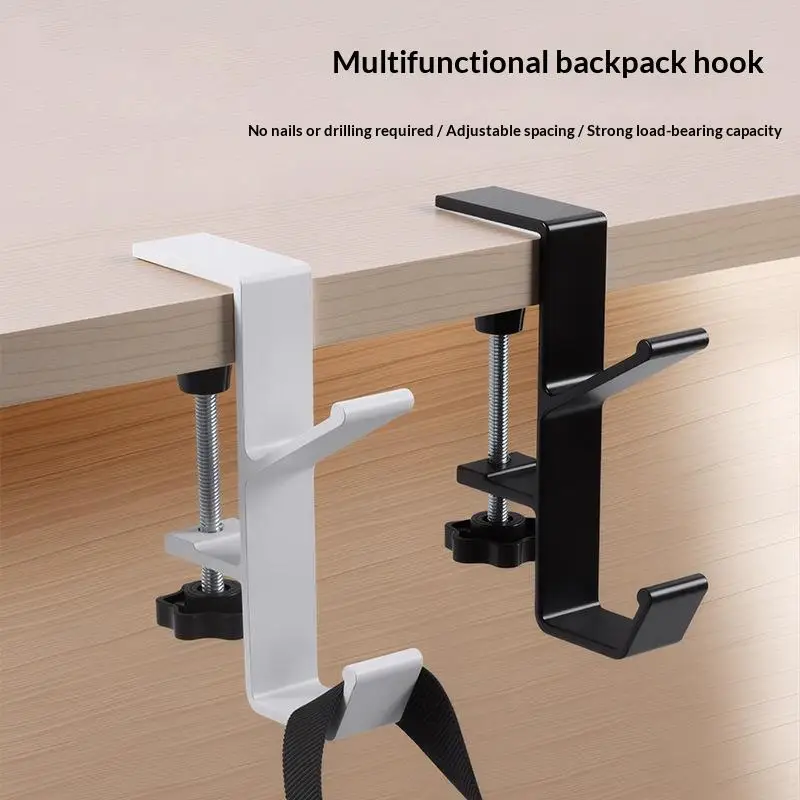 Multifunctional Punch Free Removable Desk Hook Table Side Hanger for Student Bag School Office Dorm Portable Storage