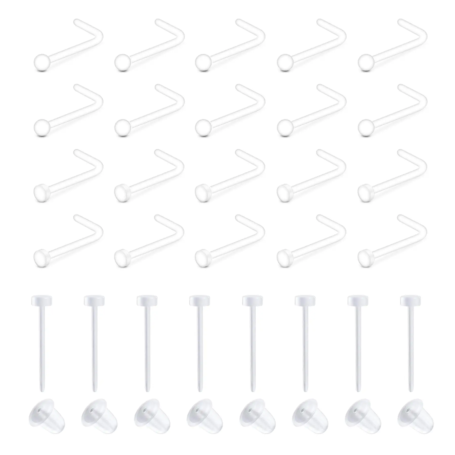 28Pcs Clear Nose Studs for Work Nose Piercing Plastic for Surgery Invisible Cartilage Earrings for Sports Septum Retainer