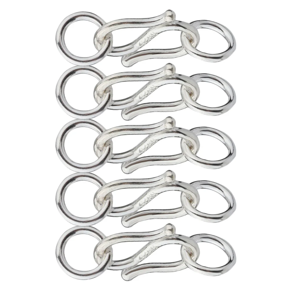 5 Pcs Bracelet Double Ring Hook Buckle Chain Silver Necklace Jewelry Toggle Clasps 925 Making Findings